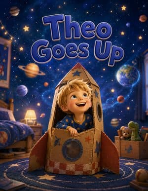 Theo Goes Up personalized space storybook cover